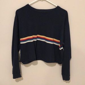 navy blue long sleeve w/ rainbow stripe